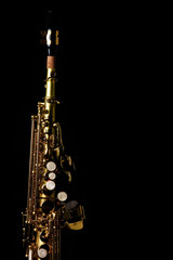 soprano saxophone on black background