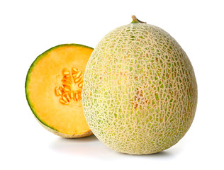 Sweet ripe melons on white background