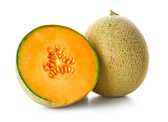 Sweet ripe melons on white background