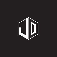 JO Logo monogram hexagon with black background negative space style
