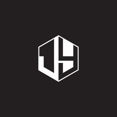 JY Logo monogram hexagon with black background negative space style