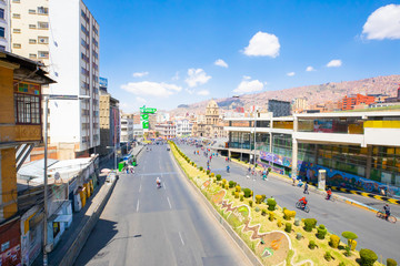 La Paz Bolivia Lanza market and main square aerial view