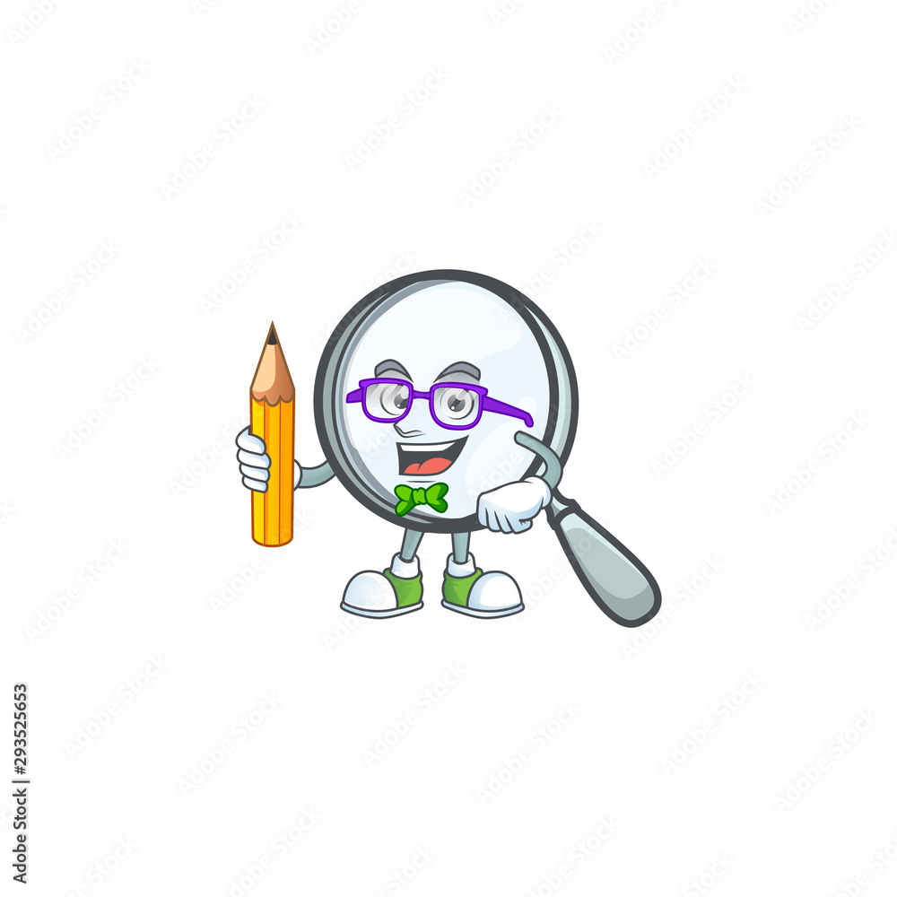 Sticker student magnifying glass isolated on white background