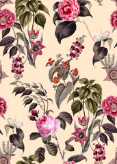 Naadloze tropische bloemenpatroon, aquarel. Bloemenpatroon. voor textiel, behang, opvulpatronen, covers, oppervlak, print, cadeaupapier, sjaal, decoupage. Naadloos patroon
