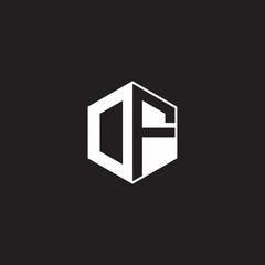 DF Logo monogram hexagon with black background negative space