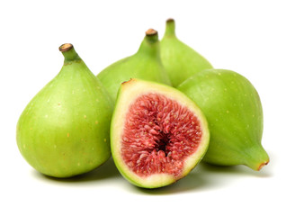 Ripe figs on a white background