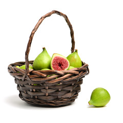 Ripe figs on a white background