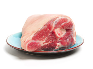 raw pork (leg) isolated on white background