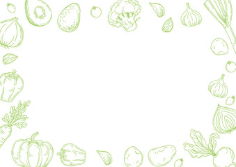 手描きイラスト　野菜背景(横)