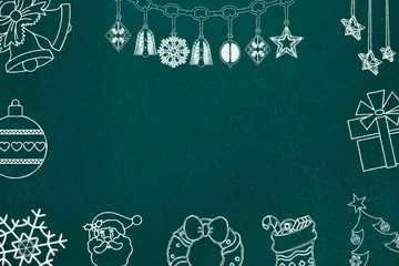 Christmas and New Year Decoration. Chalkboard Sketch Background