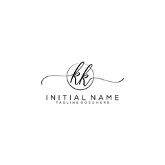 KK Initial handwriting logo with circle template vector.