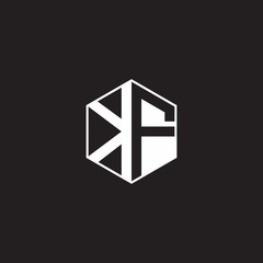 KF Logo monogram hexagon with black background negative space style