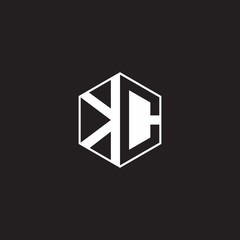KC Logo monogram hexagon with black background negative space style