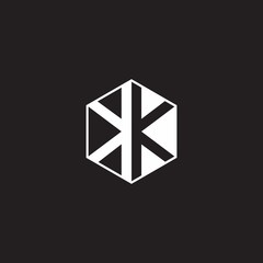 KK Logo monogram hexagon with black background negative space