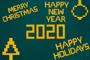 Merry Christmas and Happy New Year Bricks Toys Background