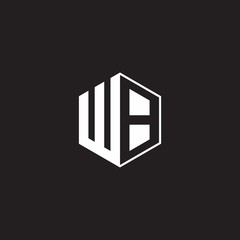 WB Logo monogram hexagon with black background negative space style