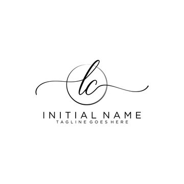 LC Initial handwriting logo with circle template vector.