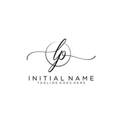 LP Initial handwriting logo with circle template vector.