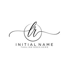 LR Initial handwriting logo with circle template vector.