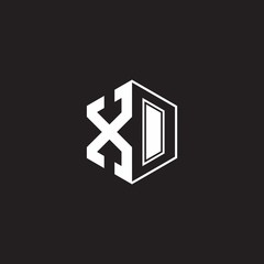 Obraz premium XO Logo monogram hexagon with black background negative space style