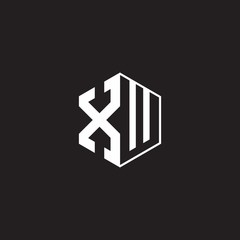 XW Logo monogram hexagon with black background negative space style