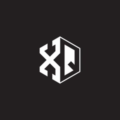 XQ Logo monogram hexagon with black background negative space style