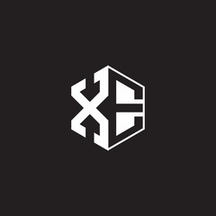 XE Logo monogram hexagon with black background negative space style