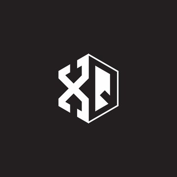 XQ Logo monogram hexagon with black background negative space style