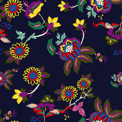 Obraz premium Seamless tropical flower pattern, watercolor.Flowers pattern. for textile, wallpaper, pattern fills, covers, surface, print, gift wrap, scarf, decoupage. Seamless pattern