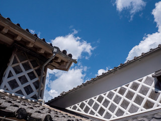 西伊豆の松崎町のなまこ壁の町並み　日本　９月下旬