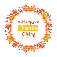 Template of poster thanksgiving, with plant of autumn leaf flower frame. Vector