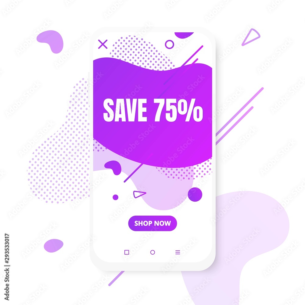 Poster modern vertical mobile liquid abstract shape gradient memphis style design fluid vector colorful ill