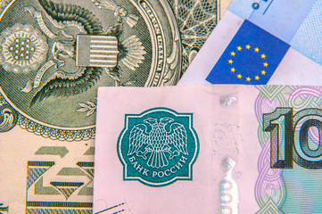 World money - Dollars, euros, russian roubles