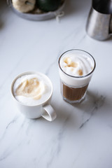 Coffee latte macchiato with vegan coconut milk