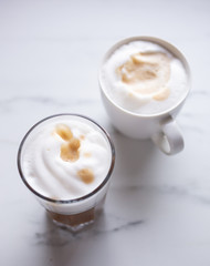 Coffee latte macchiato with vegan coconut milk