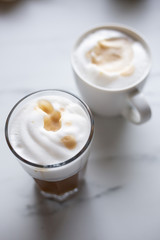 Obraz na płótnie Canvas Coffee latte macchiato with vegan coconut milk