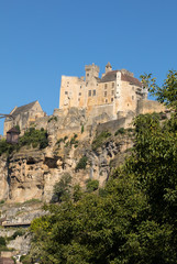 Fototapeta na wymiar the medieval Chateau de Beynac rising on a limestone cliff above the Dordogne River. France, Dordogne department, Beynac-et-Cazenac