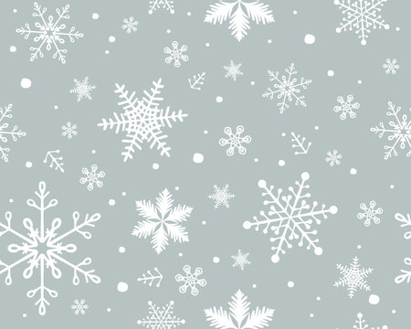 Merry Christmas 2019 seamless vector greeting illustration with snowflakes