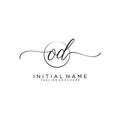 OD Initial handwriting logo with circle template vector.