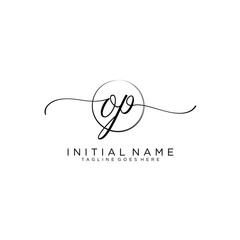 OP Initial handwriting logo with circle template vector.
