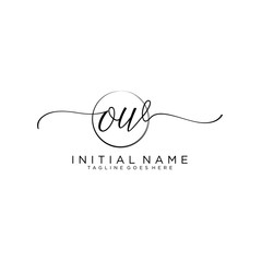 OW Initial handwriting logo with circle template vector.