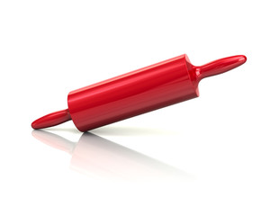 Red rolling pin icon 3d illustration