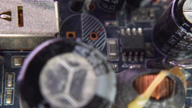 PCB Closeup Electronic Components Through-Hole Plating Capacitor SMD Chip