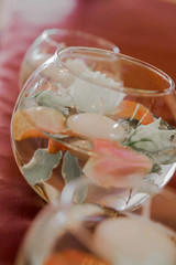 Beautiful flowers on table in wedding day