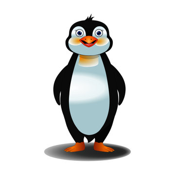 Smiling Penguin Front View - Cartoon Vector Image