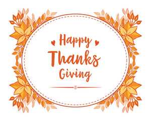 Template thanksgiving, with motif of autumn leaf flower frame. Vector