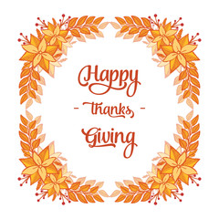 Template thanksgiving, with motif of autumn leaf flower frame. Vector