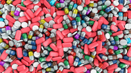 vitamins and minerals in capsules 3d render image