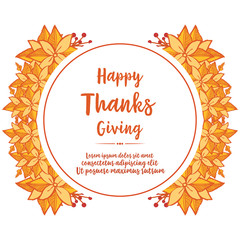 Template banner thanksgiving, with pattern art of autumn flower frame. Vector