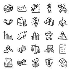 Graphical Data and Finance Hand Drawn Vectors Pack 